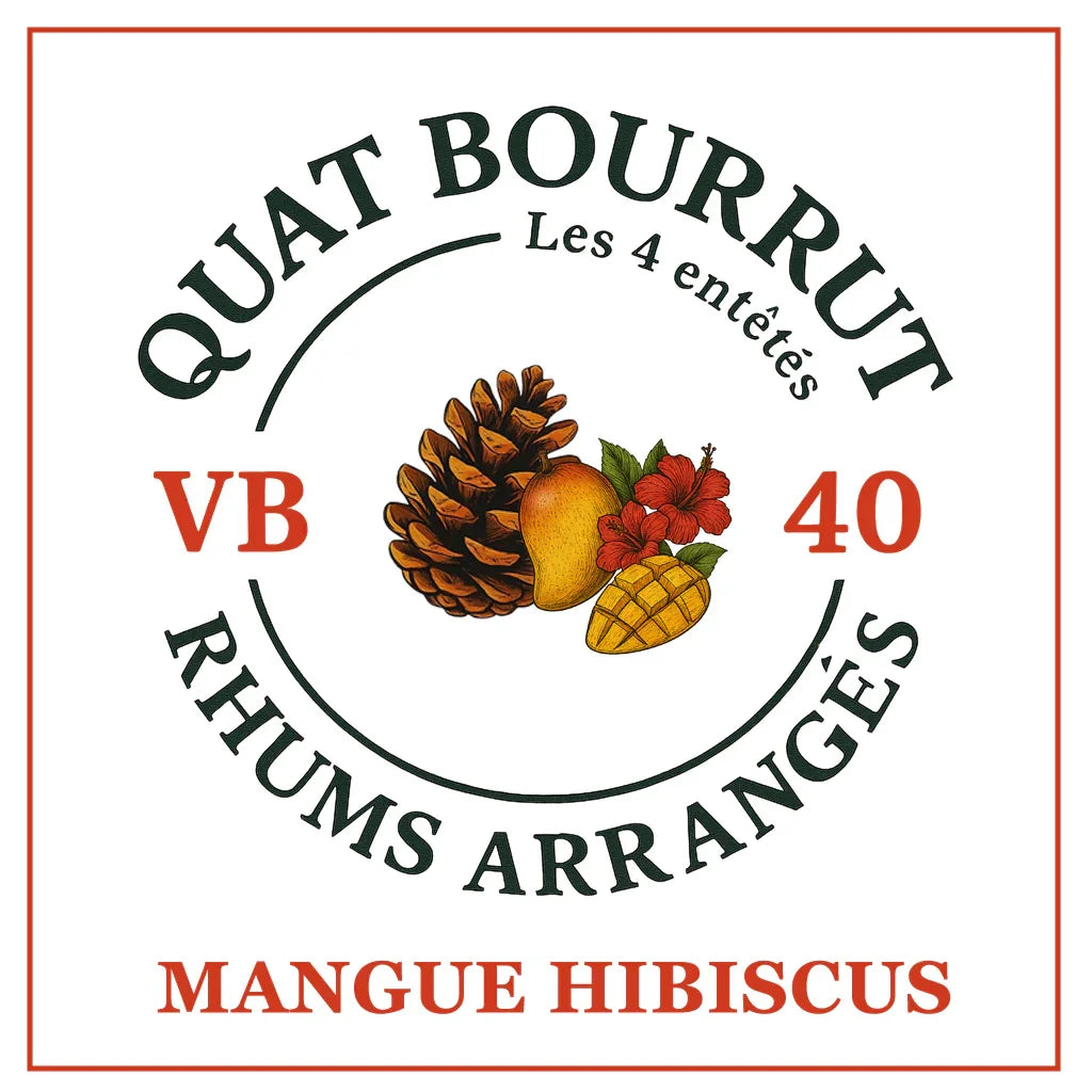 {{Rhum arrangé Mangue Hibiscus - Evasion tropicale et élégance florale}} | Rhum Arrangé Quatbourrut..