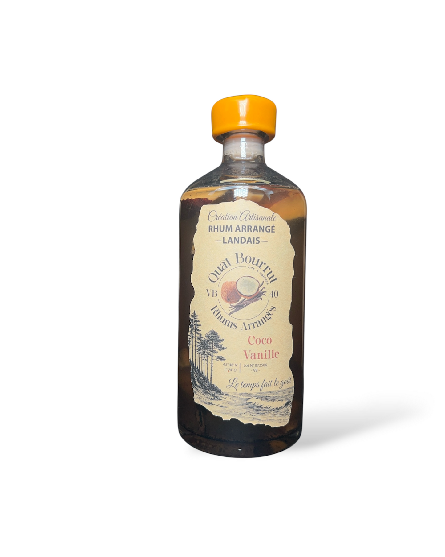 Rhum Arrangé Noix de Coco Vanille – Douceur Tropicale et Onctuosité Artisanale