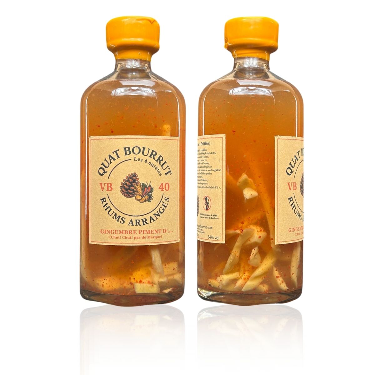 {{Rhum arrangé Gingembre Piment d'... ( Chut Chut pas de Marque ) Force, caractère et chaleur artisanale}} | Rhum Arrangé Quatbourrut..