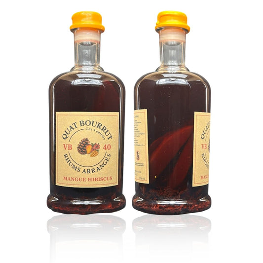 {{Rhum arrangé Mangue Hibiscus - Evasion tropicale et élégance florale}} | Rhum Arrangé Quatbourrut..