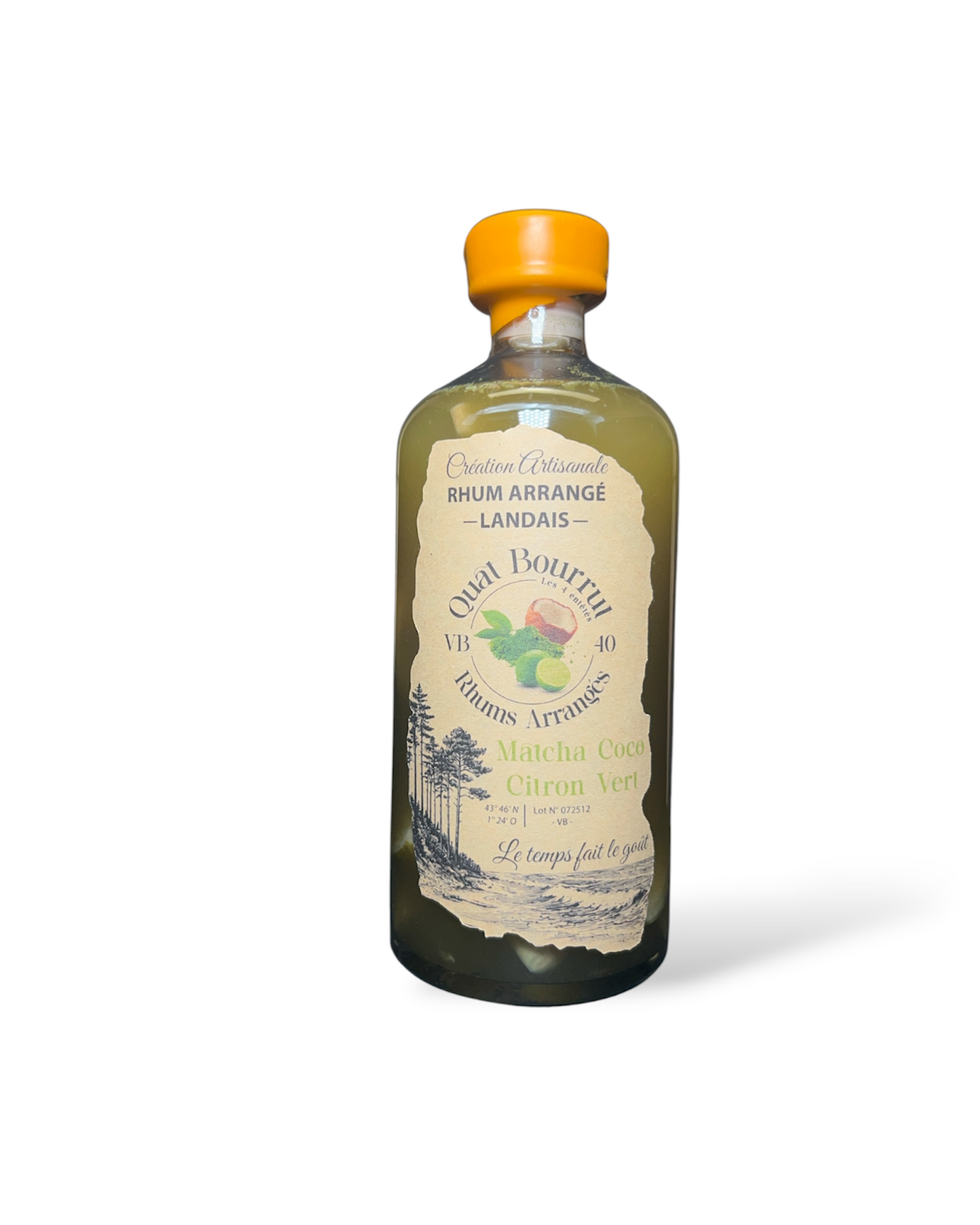 Rhum Arrangé Matcha, Noix de Coco & Citron Vert – Création Artisanale Raffinée et Exotique