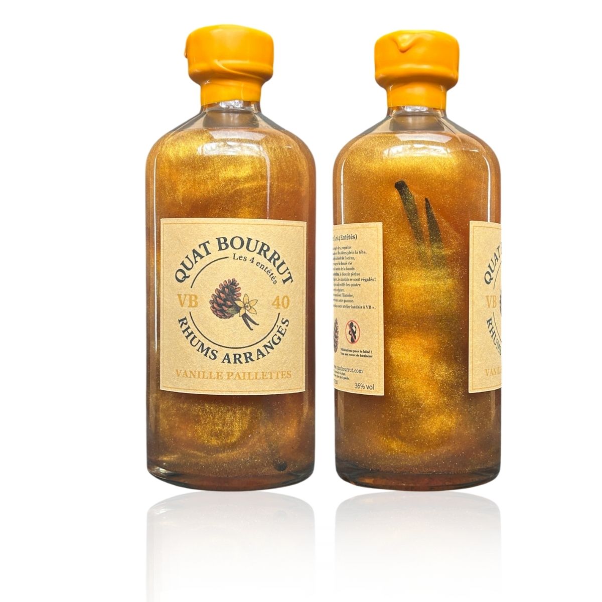 {{Rhum arrangé Vanille & Paillettes d'or -  Élégance, douceur et raffinement}} | Rhum Arrangé Quatbourrut..